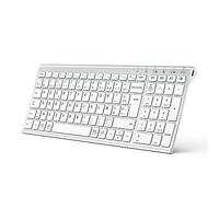iClever Clavier sans Fil Bluetooth Rechargeable Connecter 1 à 3 appareils AZERTY Mac iPad Air Pro Tablet Ordinateur PC iPhone iOS Android Windows Ultra-Mince