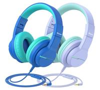 iClever HS19 - Auriculares para Escuela/Viajes (Volumen Seguro 85/94 DB, Sonido estéreo HS19 con micrófono funShare, 3,5 mm con Cable Plegable para iPad/Ordenador