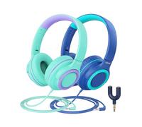 iClever Paquete de 2 Auriculares para niños y niñas de 85 dBA con Volumen Seguro Limitado, Auriculares con Cable con Divisor para Compartir, Auriculares estéreo Plegables sin enredos para Escuela