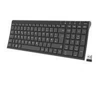 iClever Teclado inalámbrico, teclado inalámbrico 2,4 G, de aluminio, diseño QWERTZ alemán, para ordenador/escritorio/PC/portátil/superficie/Smart TV y Windows 10/8/7/Vista/XP