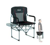iClimb Silla plegable de malla compacta y resistente con mesa auxiliar y asa (negro)