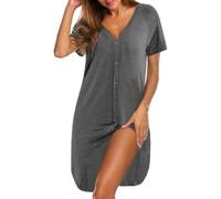 iClosam Camisón de Lactancia para Mujer Manga Corta Camisones con Botones para Embarazadas Ropa de Dormir Cómodo y Casual S-XXL