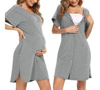 iClosam Camisón Lactancia para Mujer Algodón Camisón Premamá Manga Corta Camisones de Maternidad con Botones Camisones Embarazada para Mujer