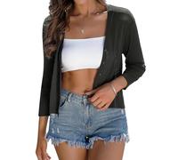 iClosam Cárdigan corto ligero de verano para mujer, manga 3/4, cuello en V, botones, Gris oscuro, XL