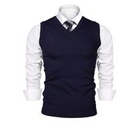 iClosam Chaleco SuéTer para Hombre AlgodóN V-Neck Esencial Jersey Sin Mangas Rebecas Chaqueta Pullover Invierno