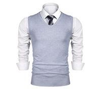iClosam Chaleco SuéTer para Hombre AlgodóN V-Neck Esencial Jersey Sin Mangas Rebecas Chaqueta Pullover Invierno