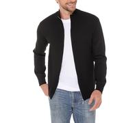 iClosam Herren Strickjacke Grobstrick mit Reissverschluss und Stehkragen Suéter, Negro, L para Hombre