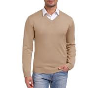 iClosam Jersey de Hombre Invierno Clásico con Cuello en V - Suéter de Punto de Manga Larga