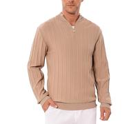 iClosam Jersey Hombre Cremallera Invierno Suéter Hombre Invierno Algodón Rayas Verticales Clásico con Cuello Cremallera JerséIs Hombre de Manga Larga