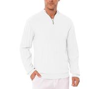iClosam Jersey Hombre Cremallera Invierno Suéter Hombre Invierno Algodón Rayas Verticales Clásico con Cuello Cremallera JerséIs Hombre de Manga Larga