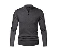 iClosam Jersey Hombre Invierno con Cuello JerséIs Suéter Hombre Invierno Algodón Clásico Jersey Cremallera Hombre Manga Larga,A-Gris Oscuro L