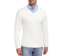 iClosam Jersey Hombre Invierno Suéter Hombre Invierno Jersey de Hombre de Invierno Clásico con Cuello en V JerséIs de Punto de Manga Larga