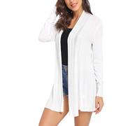 iClosam Ladies Cardigan Chaqueta Larga y Delgada con Transparencia Ligera Chaqueta Chal Mujer de Manga Larga, Blanco, XL EU