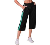 iClosam Pantalones Chándal Mujer Deporte 3/4 Capri Pantalón Verano Pantalón Deportivos con Bolsillos Cordón Capri Pantalones para Yoga Fitness Correr Jogging