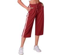 iClosam Pantalones Chándal Mujer Deporte 3/4 Capri Pantalón Verano Pantalón Deportivos Mujer con Bolsillos Cordón Capri Pantalones para Yoga Fitness Correr Jogging