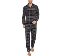iClosam Pijama Hombre Invierno Cuadros Pijamas Hombre Algodón con Botones Conjunto de Pijama Hombre 2 Piezas para Dormir Suave y Cómodo