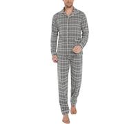 iClosam Pijama Hombre Invierno Cuadros Pijamas para Hombre Algodón con Botones Conjunto de Pijamas 2 Piezas Ropa de Dormir Suave y Cómodo