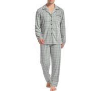 iClosam Pijama Invierno Hombre Algodón Pijamas para Hombre a Rayas con Botones Conjunto de Pijamas Hombre Largos para Dormir Casa Suave y Cómodo