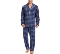 iClosam Pijama Invierno Hombre Algodón Pijamas para Hombre a Rayas con Botones Conjunto de Pijamas Hombre Largos para Dormir Casa Suave y Cómodo