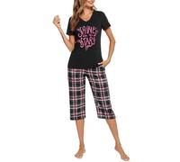 iClosam Pijama Mujer Verano a Cuadros Pijamas para Mujer Corto de Algodón Conjunto de Pijama Mujer de 2 Piezas Ropa de Dormir para Casa Casual Suave y Comodo