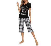 iClosam Pijama Verano a Cuadros para Mujer - Conjunto Corto de Algodón de 2 Piezas - Ropa de Dormir Casual, Suave y Cómoda para Casa
