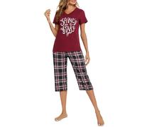 iClosam Pijama Verano a Cuadros para Mujer - Conjunto Corto de Algodón de 2 Piezas - Ropa de Dormir Casual, Suave y Cómoda para Casa