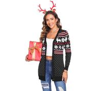 iClosam Suéter de Navidad Mujer Invierno Cárdigans de Punto Ciervo Mujer para Navidad Chaqueta de Suéter Manga Larga con Cuello Redondo Jerséis Blusa Navideños Regalo de Año