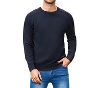 iClosam Suéter de Punto de Invierno para Hombre, Cuello Redondo, básico, Liso, de Manga Larga, sin Capucha, para Clima frío, Tallas Azul Marino, M