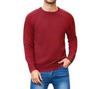 iClosam Suéter de Punto de Invierno para Hombre, Cuello Redondo, básico, Liso, de Manga Larga, sin Capucha, para Clima frío, Tallas S-3XL, Fecha roja, S