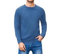 iClosam Suéter Hombre Cuello Redondo Suéteres de Manga Larga para Hombres de Punto Trabajo Jersey, Azul, S
