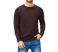 iClosam Suéter Hombre Cuello Redondo Suéteres de Manga Larga para Hombres de Punto Trabajo Jersey, marrón, XL