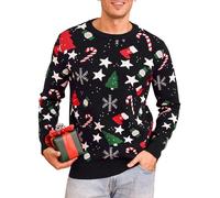 iClosam Suéter Navidad Hombre Cuello Redondo Esencial Navideño Pullover de Punto Manga Larga Jersey Sudaderas Sweater Christmas Invierno