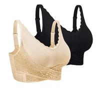 iClosam Sujetador Deportivo Mujer Encaje Sujetadores Mujer con Almohadillas Extraíbles Bra Deporte Sin Costuras 1/2/3 Piezas para Gimnasio Yoga Bailar Fitness M-3XL