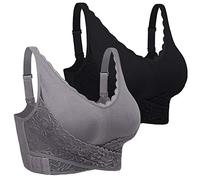 iClosam Sujetador Deportivo Mujer Encaje Sujetadores Mujer con Almohadillas Extraíbles Bra Deporte Sin Costuras 1/2/3 Piezas para Gimnasio Yoga Bailar Fitness M-3XL