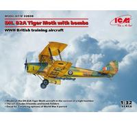 ICM 32038 1/32 Dh. 82A Tiger Moth Con Bombs, WWII British Training Avión