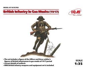 ICM 35703 Figuren 1:35-Fanteria britannica in maschere di gas (1917) 4 fichi, Co