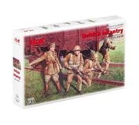 ICM ICM35301 35301-British Infantry, Soldado 1:35-Infantería británica (1917-1918) 4 higos, Color Negro