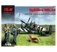 ICM ICM48801 1:48-Spitfire Mk.IX w/RAF Pilots & Ground Personnel, 19.05 x 23.37