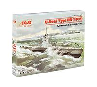 ICM S.009 U-Boat Type IIB, 1939 U-Barco 1:144-U-Boat Tipo, Submarino alemán, Color Negro (ICMS009)