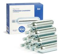 ICO CO2, 300 Unidades, Bombona CO2 de 16g, Cartucho CO2 Bicicleta Roscado Uso con Inflador de Neumáticos de Bicicleta de CO2 de Montaña y Carretera, CO2 16g de Grado Alimentario para Cerveza Artesanal