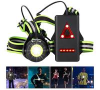 ICOCOPRO Luz para correr con reflector y luz trasera roja, luz LED en el pecho ajustable a 90°, impermeable, recargable por USB de 500 lúmenes, para trotar, pescar, acampar Negro