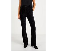 ICode Black Textured Panne Velvet Wide Trousers Talla: 34 | Outlet | Mujer | Negro