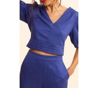ICode Blue Glittery Cropped Top With Tie On Back Sapphire Blue Talla: S | Blusas Outlet | Mujer | Azul