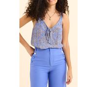 ICode Blue Top With Bow And Floral Paisley Print Blue Ceruleum Talla: XS | Pantalones Outlet | Mujer | Azul