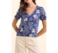 ICode Navy Top With Xl Floral Print And Bow On Back Indigo Talla: L | Blusas Outlet | Mujer | Azul