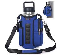 icolor Bolsa magnética para Gimnasio,Botella de Agua Deportiva magnética,Bolsa Cruzada con Compartimentos para teléfono móvil para,Soporte magnético para Botellas con Correa para el (Azul)