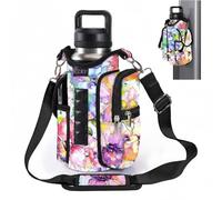 icolor Bolsa magnética para Gimnasio,Botella de Agua Deportiva magnética,Bolsa Cruzada con Compartimentos para teléfono móvil para,Soporte magnético para Botellas con Correa para el (Color de La Flor)