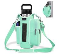 icolor Bolsa magnética para Gimnasio,Botella de Agua Deportiva magnética,Bolsa Cruzada con Compartimentos para teléfono móvil para,Soporte magnético para Botellas con Correa para el (Verde)