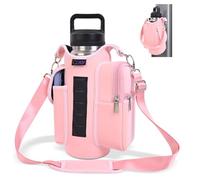 icolor Bolsa magnética para Gimnasio,Botella de Agua Deportiva magnética,Bolsa Cruzada con Compartimentos para teléfono móvil para,Soporte magnético para Botellas con Correa para el (Rosa)