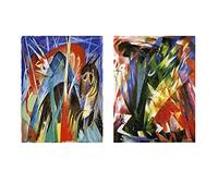Icolorful 2 piezas Franz Marc Cuadros Modernos Impresión Lienzo Pared Arte Póster de Decoración de Pared Para Sala de Estar Imagen de Decoración (60x72 cm (23x28 pulgadas), sin marco)